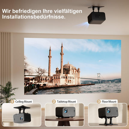 [Netflixi-sertifitseeritud ja autofookusega] XuanPad projektor 1080P miniprojektor WiFi ja Bluetoothiga, 210° pööratava alusega, automaatse trapetsikorrektsiooni, tolmufiltri ja soojuse hajutamise süsteemiga