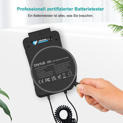 Dlyfull universaalne akutester AAA AA CD 9V CR123A CR2032 jaoks, akumõõtur LCD-ekraaniga kõikidele patareidele ja laetavatele akudele, digitaalne testseade 1,5 V ja 3 V nööppatareidele, B4 pro