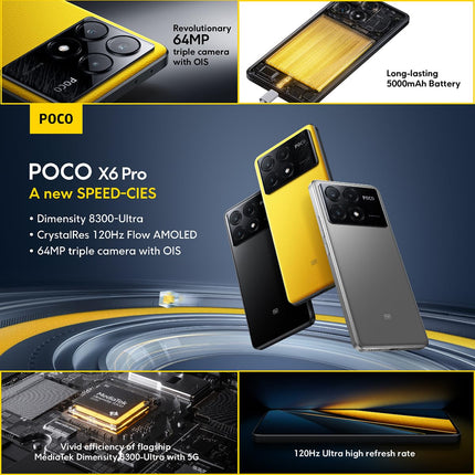 Poco X6 Pro 5G nutitelefon, 12+512GB lukustamata telefon, 120Hz 6,67" 1,5k AMOLED ekraan, 64MP OIS kolmekordne kaamera, 5000mAh, 67W turbolaadimine, kahekordne SIM-kaart, must