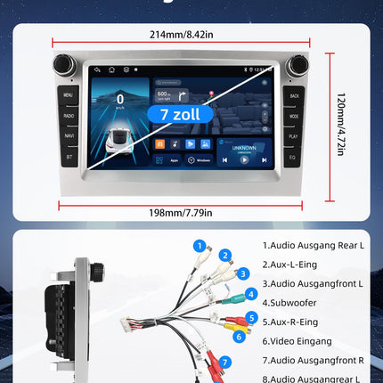 ESSGOO 1+32G juhtmevaba Carplay ja Android Auto autoraadio Vauxhalli, Opel Corsa C/D, Zafira B, Astra H, Zafira B, Meriva, Vivaro, Signum Combo jaoks, 7-tollise puutetundliku ekraaniga Bluetooth, FM, RDS, GPS, WiFi, hõbedane