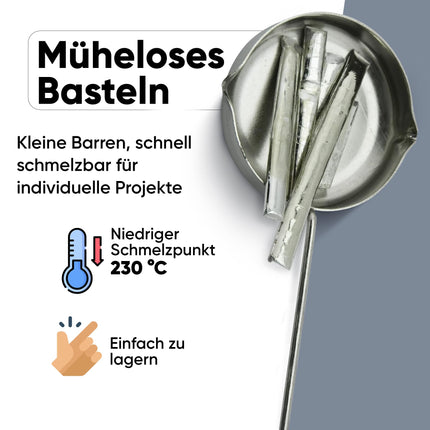 Prince August Pure Tin 99,99% väikesed batoonid 250g PA2069 – esmaklassiline käsitöömaterjal