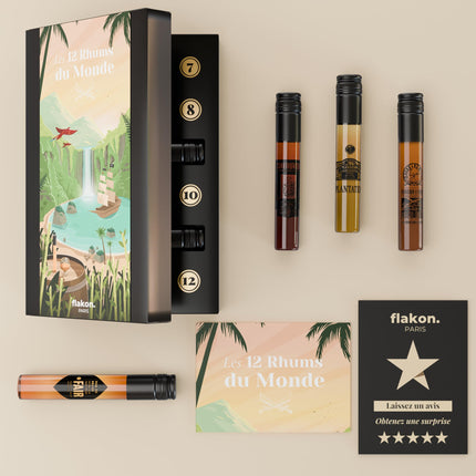 Wine tasting set, 12 wines (100 ml each), including tasting book (12 Rums World calendar)