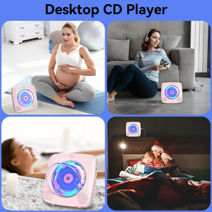 Raadio CD-mängijaga lastele: Kegaudio kaasaskantav CD-mängija Bluetooth-kõlariga, esipaneeliga, kaugjuhtimispuldiga, taimeriga, USB-taasesitusega, AUX-taasesitusega, roosa