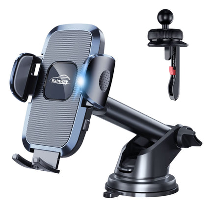 Rainway Car Phone Holder Suction Cup &amp; Ventilation, 3 in 1 Mobile Phone Holder Car Accessory with Universal Hook, 360° Rotation Mobile Phone Holder Compatible with iPhone Samsung Huawei Xiaomi Smartphone