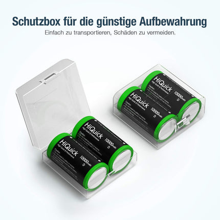 HiQuick 4 x Mono D battery, NI-MH rechargeable D battery, high capacity 10000mAh, 1200 charging cycles, 1.2V type D battery