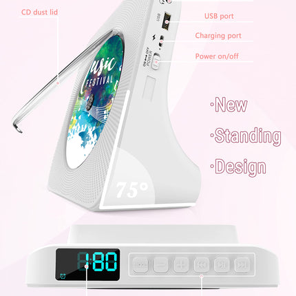Greadio kaasaskantav CD-mängija Bluetooth 5.0-ga, CD-muusikamängija puldiga, HiFi heli kõlar, tolmukate, LED-ekraan, FM-raadio, toetab AUX/USB-d, kõrvaklapipesa kingituseks, koduseks kasutamiseks