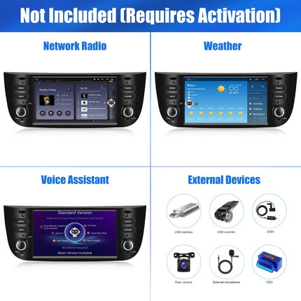 [2+64G] SIXWIN Android 13 autoraadio Punto (10-16)/Linea (12-15) mudelitele koos Carplay/Android Auto/Mirrorlinkiga, 6,2-tolline mahtuvuslik puuteekraan, toetab WiFi, GPS, FM, Bluetooth EQ