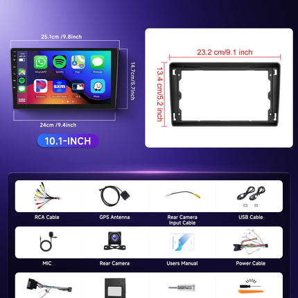 4G&amp;64G 9" Car Radio For Ford Transit 2009-2016/Focus 2005-2008 with Carplay Android Auto Wireless, 1280 * 720, Android 13, Touchscreen Bluetooth RDS/FM Radio, WiFi Navigation/AHD Rear View Camera
