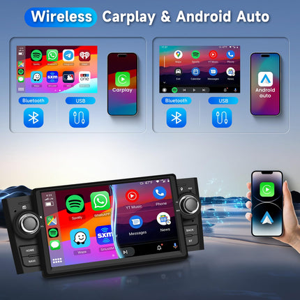 【2+64G】 Hodozzy Carplay autostereo FIAT Punto 2005-2009/Fiat Linea 2007-2011 jaoks koos navigatsiooni/WiFi-ga, 7-tolline FIAT autoraadio Bluetoothiga koos Android Auto/EQ/Peegliühenduse/FM/RDS/SWC/USB+tagurduskaameraga