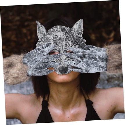 Toyvian Wolf Gloves Wolf Head Mask Wolf Costume Men's Halloween Costumes Wolf Mask Werewolf Gloves Ball Gloves Devil Mask Set Halloween for Masquerade Cosplay and Carnival