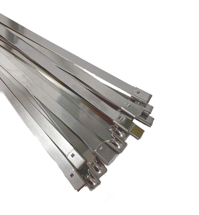 Premium Stainless Steel Cable Ties, SS304 Stainless Steel Cable Ties, Metal Cable Ties, Exhaust Wrap, Self-Locking Cable Ties, Marine Grade Metal Ties (20, 7.9 x 1200 mm)