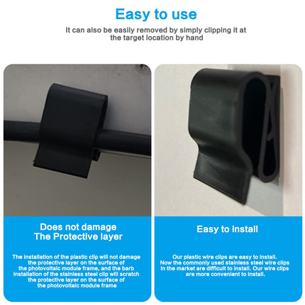 50/100 Pieces Cable Clips, Solar Module Cable Plastic Edge Clip Electrical Cable Ties, PV Wire Clip, Photovoltaic Panel Wire Clamps, Trailer Frame Wire Clamp, Black (100 Pieces)