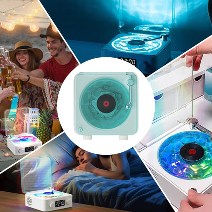 The Waves Vinyl Player, Newly Upgraded Vinyl Record Player with RGB Light, Home Audio Turntable, Vinyl Bluetooth Speaker, 3 Modes Stereo Sound, Sleep Aid with 4 Sounds of Nature