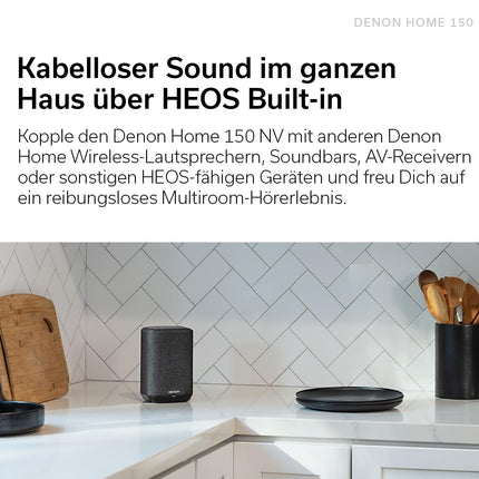 Denon Home 150 NV wireless speaker with integrated HEOS multi-room technology, Bluetooth, Apple AirPlay 2, Black