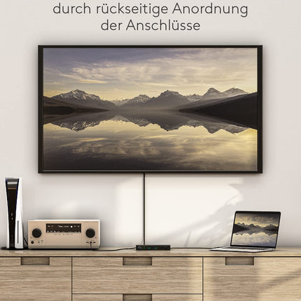 goobay 58478 HDMI maatrikslüliti 4-2 / ​​maatrikslüliti jaotur 4k @ 30Hz / puldiga Blu-ray-mängija, Xboxi, PS5 ja teleri jaoks / 4 sisendit ja 2 väljundit