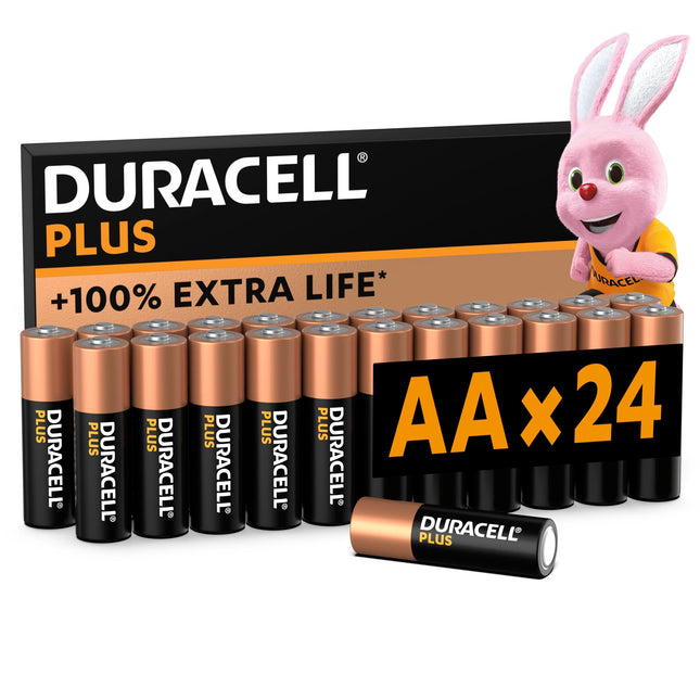 Duracell Plus patareid AA, 24 tk, kauakestev võimsus, AA patarei koju ja kontorisse