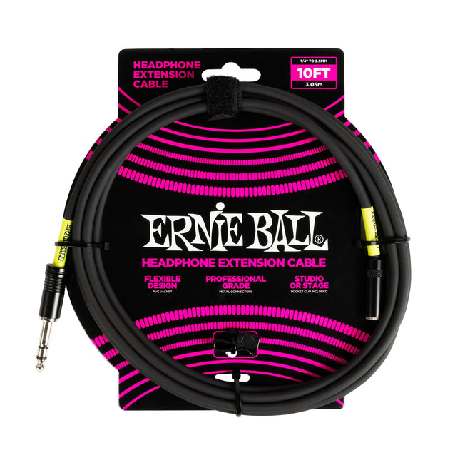 Ernie Ball kõrvaklappide pikenduskaabel, 1/4 tolli kuni 3,5 mm, 3 m - must
