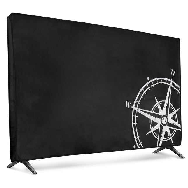 kwmobile 49-50" TV Cover - Indoor TV Screen Protector Cover - TV Screen Dust Cover - Compass Vintage White Black