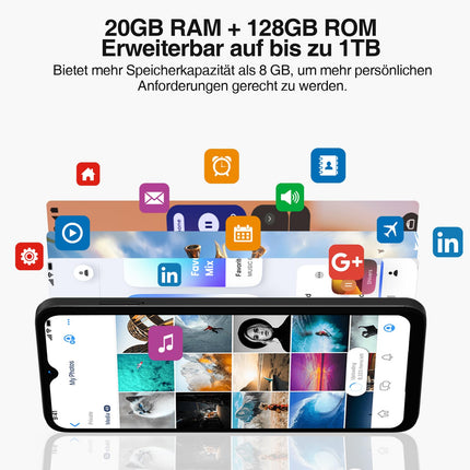 DOOGEE N55 Plus (20GB+128GB) Android 14 nutitelefon ilma lepinguta, 90Hz mobiiltelefon ilma lepinguta Octa Core 6.56" HD+, 5150mAh mobiiltelefon odav, 13MP+8MP SIM-kaardita mobiiltelefonid 4G kahe SIM-kaardiga/Face ID/Widevine L1/GPS/OTG