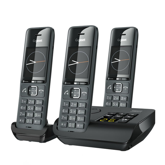 Gigaset Comfort 520A Trio - 3 juhtmeta DECT-telefoni automaatvastajaga - elegantne disain - käed-vabad funktsioon - ärge segage - aadressiraamat 200 kontaktiga, titaanmust [saksa versioon]
