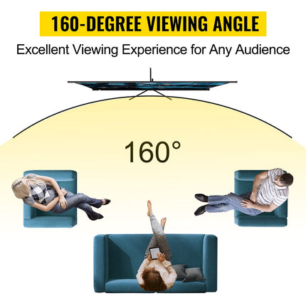 VEVOR 16:9 Projector Screen Tripod 4K HD Roll-up Screen 160 Degree Viewing Angle Projection Screen 244x137cm Presentation Wall 279.4cm Diagonal Tripod Screen for Home Theater Meeting Room Weddings