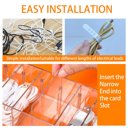 JIHXYER 2-Piece Transparent Cable Organizer with Lid and Sticker, Cable Management Box Set