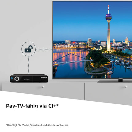 TechniSat DIGIPLUS UHD S2-4K satelliitvastuvõtja tähtnumbrilise ekraani ja kahe tuuneriga (DVB-S/DVB-S2, HEVC, H.265, PVR salvestusfunktsioon, WLAN, LAN, CI+, USB, OLED) must