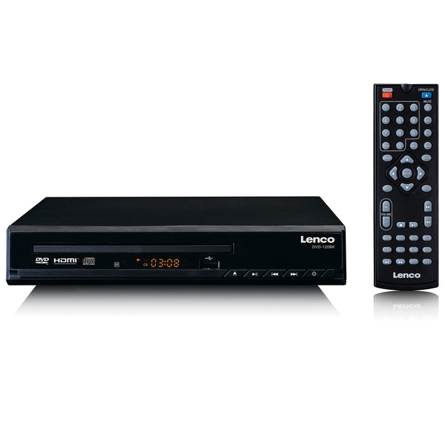 Lenco DVD-120 DVD-mängija - HDMI ja SCART ühendus - USB taasesitus - MP3, MPG, MPEG4, AVI - Audio ja video väljund - Kaugjuhtimispult - Must, DVD-120BK, Kompaktne
