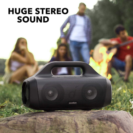 Soundcore Motion Boom Bluetooth speaker by Anker, with titanium audio drivers, BassUp technology, IPX7 water protection, 24h battery, ideal for outdoors, garden, beach