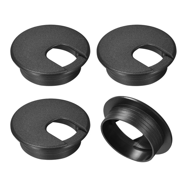 sourcing map 50mm ABS Desk Cable Hole Cover Grommet Hole Cover for Office Computer Desk Wire Organizer Black 4 Pack