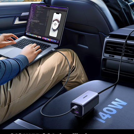 UGREEN 150W sigaretisüütaja USB C GaN, PD3.1 autolaadija USB C 4-ühes kompaktne sigaretisüütaja jaotur, USB sigaretisüütaja adapter autolaadija iPhone 16, MacBook, Galaxy, GPS jne jaoks.
