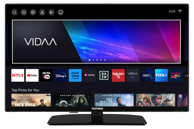 Telefunken TV 32 inch Smart TV VIDAA XF32VP750M Full HD TV, HDR TV with integrated triple tuner, LED TV black