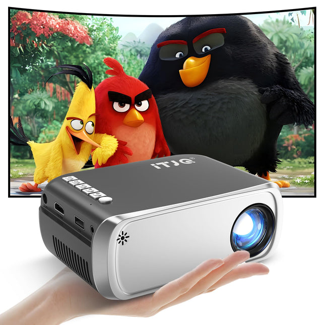 Miniprojektor, mobiilne, kaasaskantav projektor 1080p UHD juhtmevaba peegeldav ekraan nutitelefoni/lauaga, komplektne TV-pulk/PS5/PC/Android/IOS sise- ja välistingimustes kasutamiseks