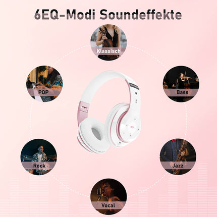 Lankey Sound juhtmevabad kõrvaklapid 6 ekvalaiseri režiimiga, Bluetooth-kõrvaklapid, 65 tundi kõrva katvad Bluetooth-kõrvaklapid sisseehitatud HD-mikrofoniga, FM, SD/TF õues, transpordiks, reisimiseks, õppimiseks