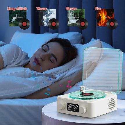 The Waves Vinyl Player, Newly Upgraded Vinyl Record Player with RGB Light, Home Audio Turntable, Vinyl Bluetooth Speaker, 3 Modes Stereo Sound, Sleep Aid with 4 Sounds of Nature