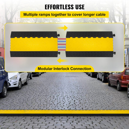 Happybuy 5-channel cable run-over protection made of commercially available thermoplastic rubber with modular design, high safety for a wide range of applications