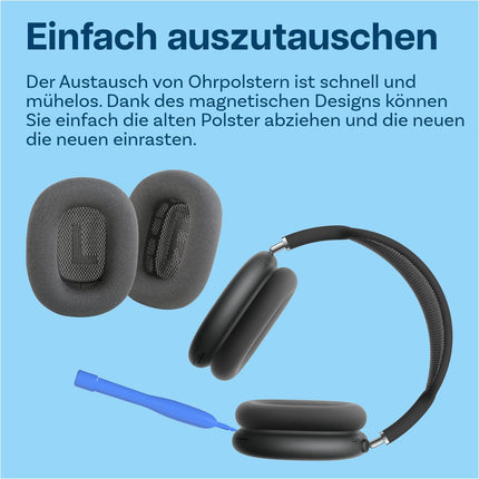 MMOBIELi AirPods Max kõrvaklappide vahetuskõrvapadjad - Premium - võrkkangast kõrvaklappide kõrvapadjad silikoonkihiga - vahetuspadjad - hallid