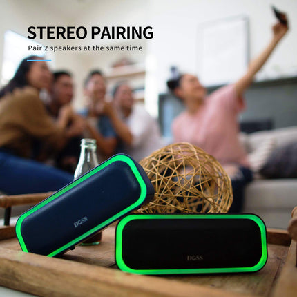 DOSS Bluetooth Speaker, SoundBox Pro Music Box Bluetooth, 20W, Multicolored Lights, IPX5 Waterproof, 20H Battery, Wireless Stereo Pairing, Bluetooth Box for Phone, Outdoors, Beach - Gray