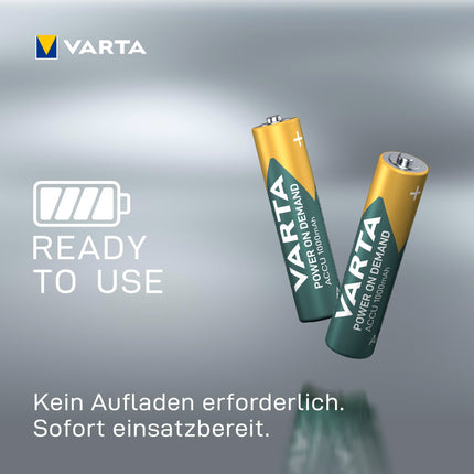 VARTA AAA laetavad akud, 8 tk, laetav aku, nõudmisel käivituv, 1000 mAh Ni-MH, eellaetud, kasutusvalmis [Ainult Amazonis]