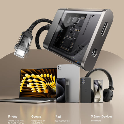JSAUX USB C - 3,5 mm kõrvaklappide ja laadija adapter, 2-ühes C-tüüpi ja Aux-audiopesa adapter koos PD 60W kõrglahutusega 16-bitise/48 kHz heliadapteriga kõrvaklappidele, mis ühilduvad Galaxy S24/23 Ultra, Pixel 8, iPad Pro Airiga