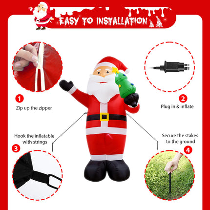 Vintoney 8FT/244cm Christmas Inflatable Santa Claus Inflatable Rotating LED Light Garden Decoration Inflatable Indoor and Outdoor Upgraded Santa Claus Christmas Decoration