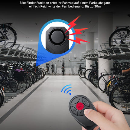HAPYTHDA Rechargeable Bicycle Anti-theft Alarm with Remote Control, E-Bike Accessory, Anti-theft, with Stand, IP65 Waterproof, 113 dB Extra Loud, Motorcycle Bicycle Alarm, Car Alarm, Wireless Siren