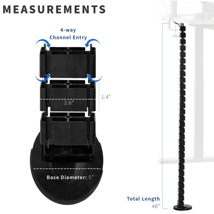VIVO Vertebrae Cable Management Kit, Height-Adjustable Desk Quad Input Cable Organizer, Black, DESK-AC01C