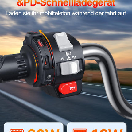 ZEXMTE mootorratta USB-pesa, 18W QC 3.0 ja 30W PD C-tüüpi kahekordne USB mootorratta laadija, 12V/24V veekindel mootorratta pesa telefonidele, tahvelarvutitele, digikaameratele, GPS-ile