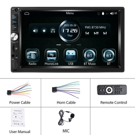CAMECHO autoraadio 2 DIN juhtmega Carplay/Android Auto-ga, topelt-DIN autoraadio peegliühendusega Bluetooth handsfree-süsteem 7-tolline ekraan, raadio, FM, USB, AUX ja tahavaatekaamera