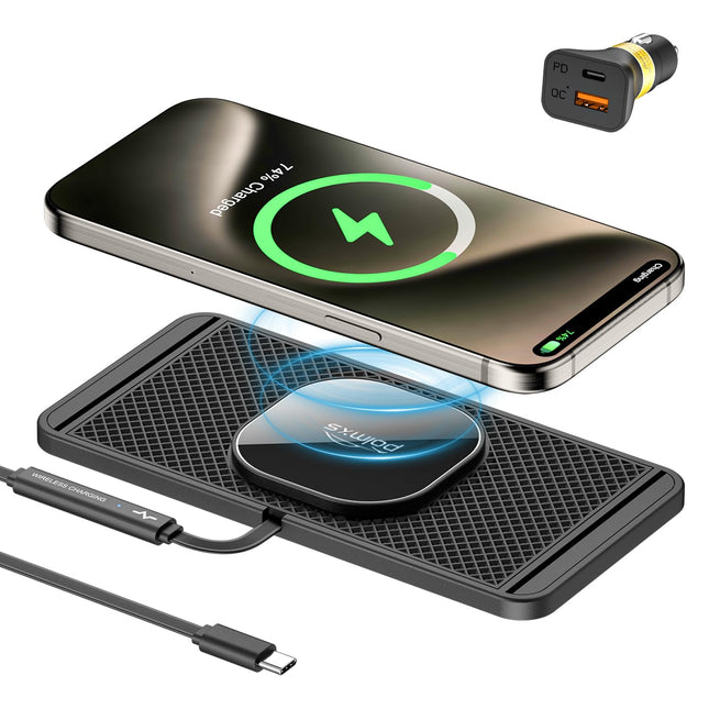 Polmxs induktiivne laadimisjaam autole, 15W magnetiline juhtmevaba laadija autole Magsafe'i laadijale libisemiskindel induktiivne laadimisjaam 40W autolaadijaga iPhone 15 14 13 12 seeriale (30 cm kaabel)