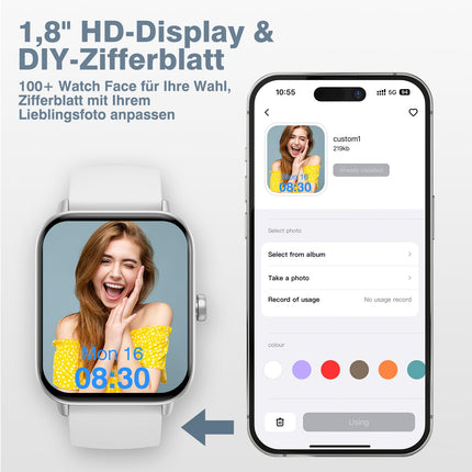 Smart Watch Fitness Tracker Fitness with Heart Rate,SmartWatch IP68 Waterproof Fitness Watch Full Touch Screen with Music Control Function Sleep Monitor Watches for Women Men Children