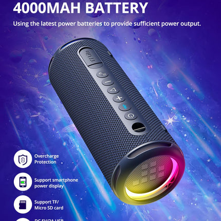 Tronsmart T7 Lite Bluetooth Speaker with Dual Drivers, Powerful Bass, 24W Wireless Portable Speaker with LED Light, IPX7 Waterproof, Stereo Sound, 24h Playtime, Music Box for Parties, Outdoors