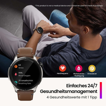 Amazfit GTR 4 46mm Smartwatch with Bluetooth Calling and Music Storage, 1.43" AMOLED Display, 150 Sports Modes, Alexa, 14-Day Battery Life, Precise GPS Tracking for Men and Women