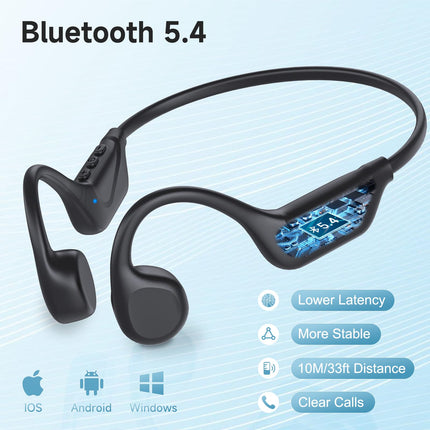 IFECCO luujuhtivusega kõrvaklapid Bluetooth 5.4 - avatud kõrvaga luujuhtivusega kõrvaklapid, juhtmevabad, IPX5 veekindlad, higikindlad luujuhtivusega peakomplektid, spordikõrvaklapid jooksjatele ja jalgrattasõiduks